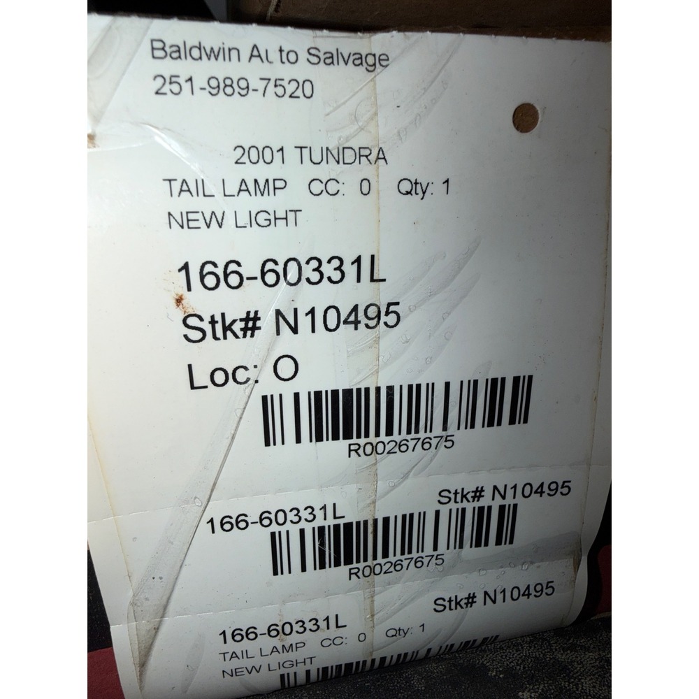 2001 Toyota Tundra Tail Lamp Left Driver Side New Light 166-60331L N10495
